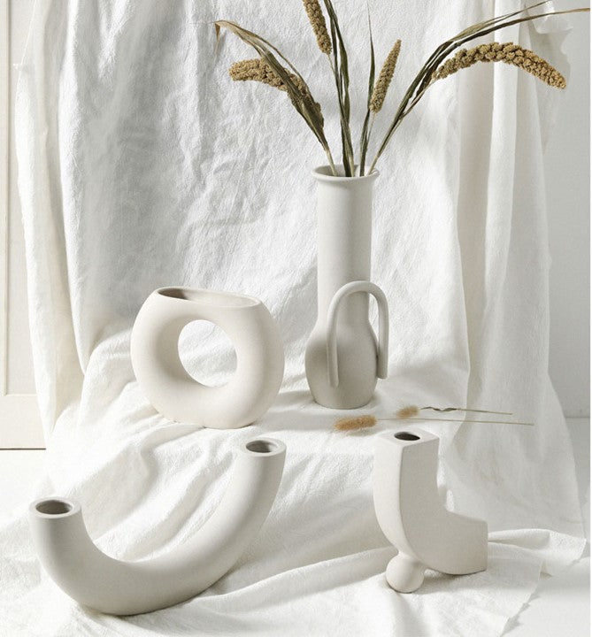 White Nordic Vase. Minimalist Flower Vase. Chic Home Decor Idea. WickedYo